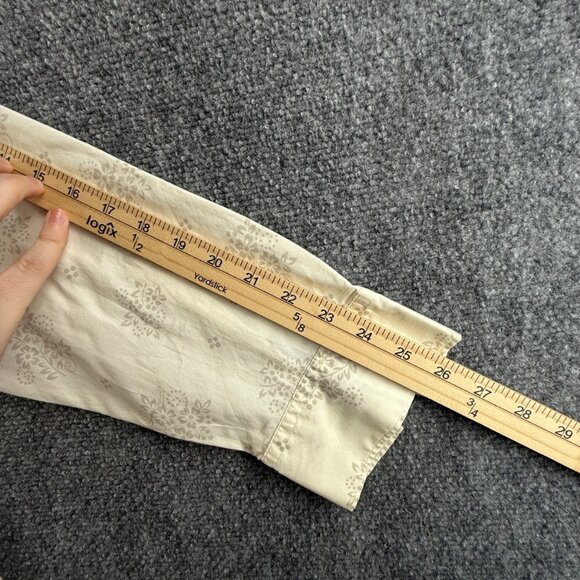 Armani Exchange Women Long Sleeve Button Up Shirt Floral Large Ivory Point - Picture 15 of 16